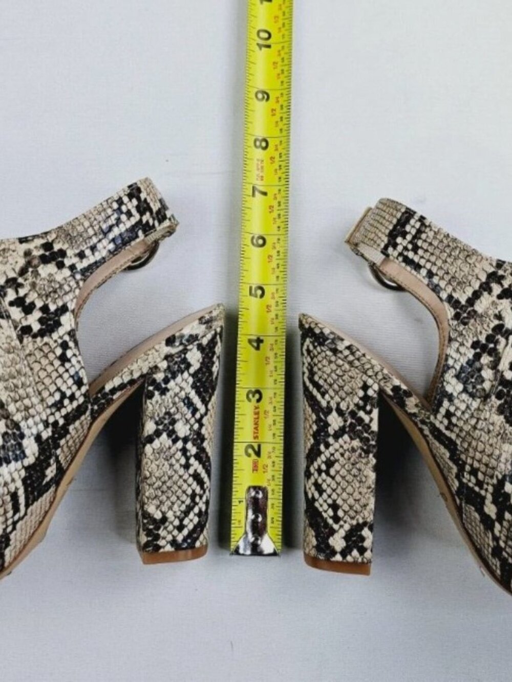 Snake-Print Pointed Toe Block Heel Booties -7.5 - Picture 7 of 10